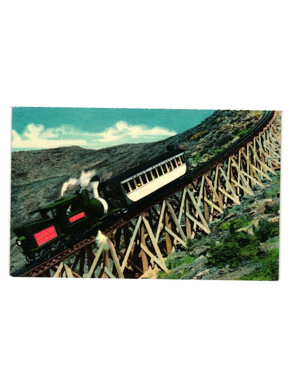 Mount Washington Cog Railway Jacobs Ladder Vintage Postcard Scenic Trestle NH